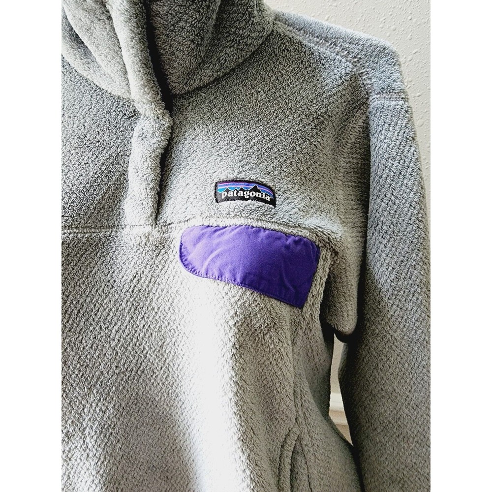 Patagonia Synchilla Pullover Snap T Fleece Jacket Mens Size M Gray Purple a - Picture 3 of 7